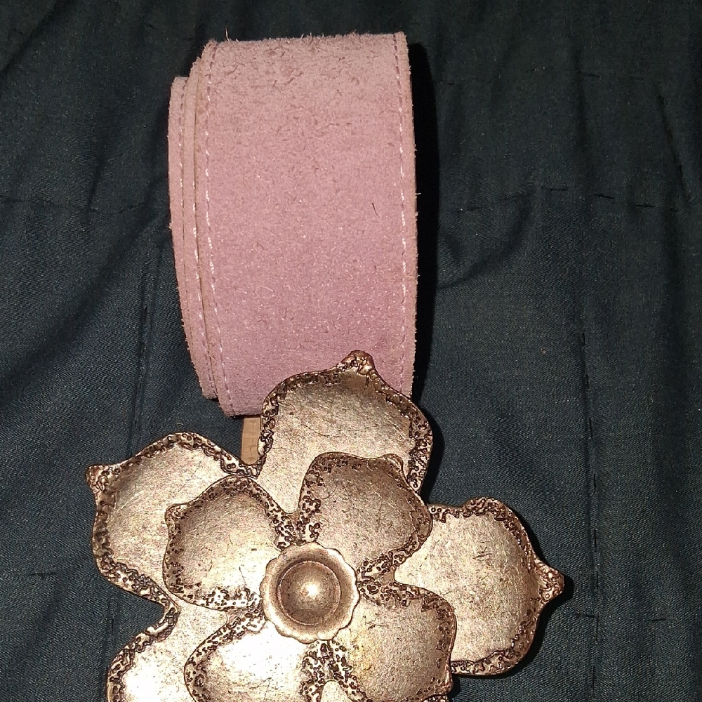 Pink Floral Buckle Belt